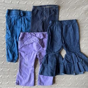 EUC 4pc Baby Girl Pant Bundle, Denim, 12 Months